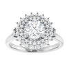 Elegant 14k white gold accented fancy halo engagement ring