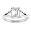 White Gold Emerald Cut Solitaire Engagement Ring in 2.30 mm band