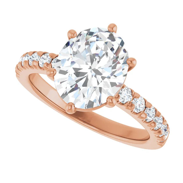 Lustrous Rose Gold Oval Shaped Engagement Ring
