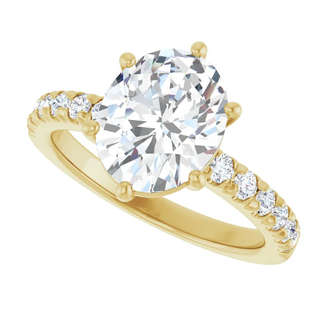 Lustrous  Yellow Gold Oval Shaped Engagement Ring