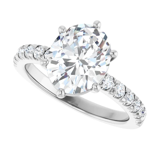 Lustrous White Gold Oval Shaped Engagement Ring
