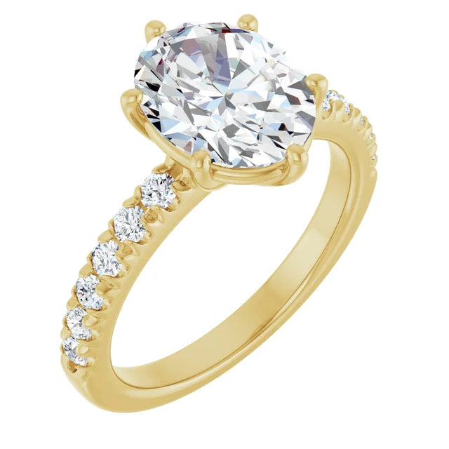 Oval Shaped Engagement Ring in Yellow Gold 