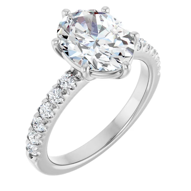 Oval Shaped Engagement Ring in White Gold 