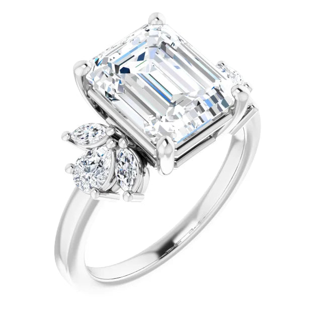 Sleek emerald engagement ring in 1.80 mm