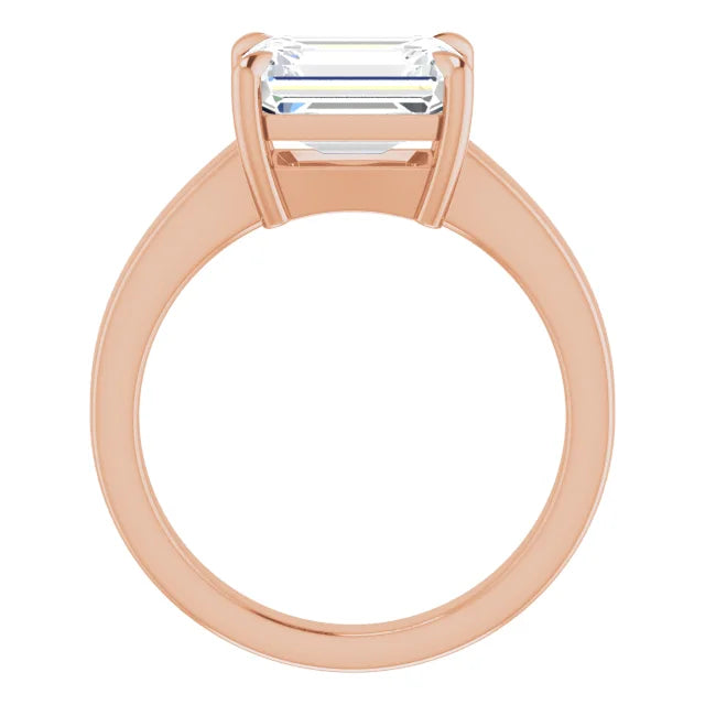 Emerald Cut Solitaire Engagement Ring in Rose Gold