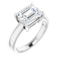 Gold Emerald Cut Solitaire Engagement Ring in White