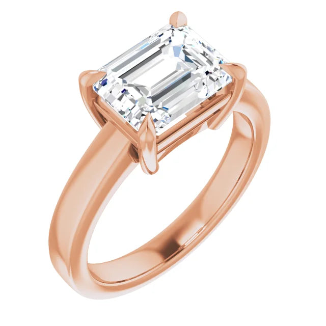 Emerald Cut Solitaire Engagement Ring in Rose Gold 