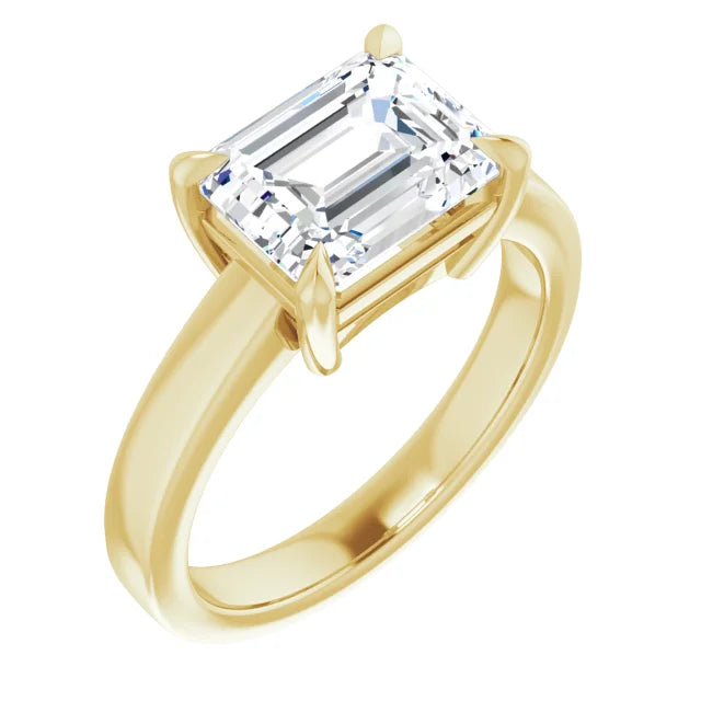 Emerald Cut Solitaire Engagement Ring in Yellow Gold