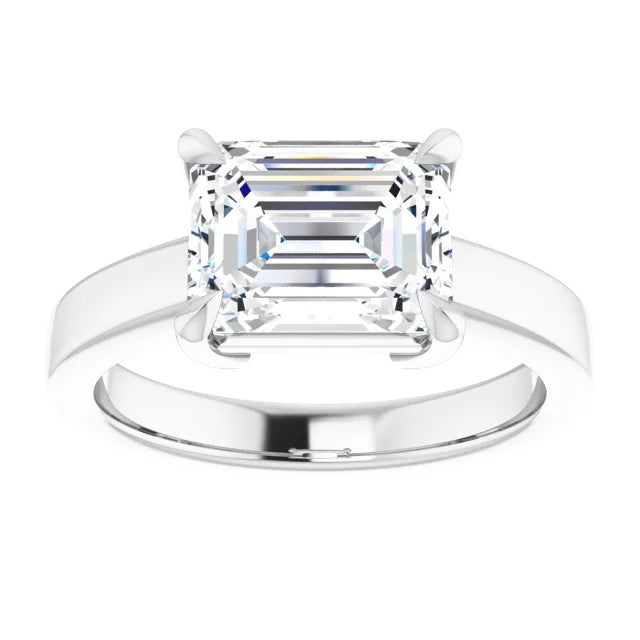 White Gold Emerald Cut Solitaire Engagement Ring