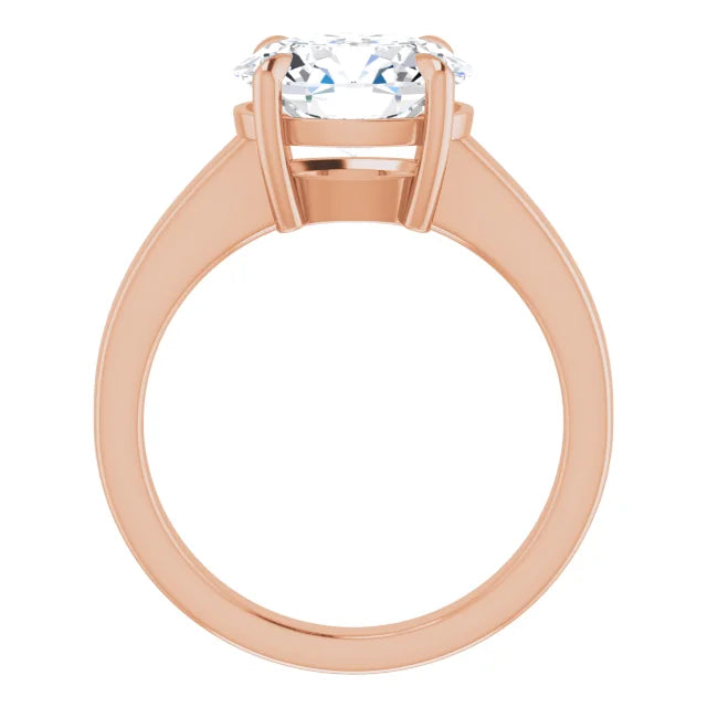 Charming rose gold solitaire ring with band