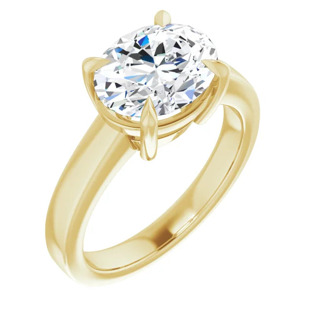 Premium Yellow Gold Oval Solitaire Engagement Ring