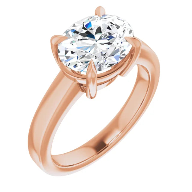 Oval Rose Gold Solitaire Engagement Ring