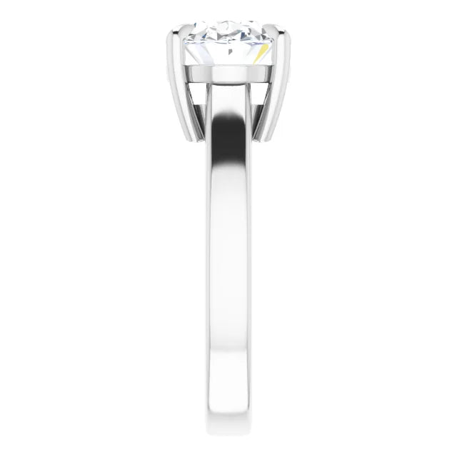 Side view of a beautiful white gold solitaire ring