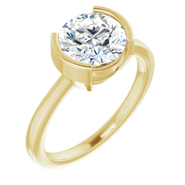 Round solitaire engagement ring with classic design