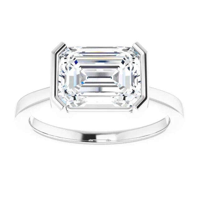 White Gold Emerald Cut Solitaire Engagement Ring