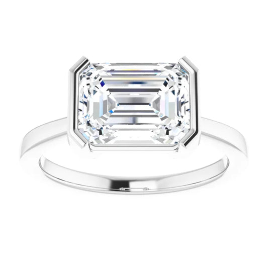 White Gold Emerald Cut Solitaire Engagement Ring
