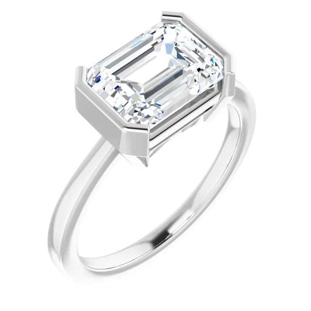 White Gold Emerald Cut Solitaire Engagement Ring