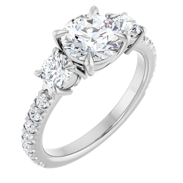 White gold engagement ring with claw prongs