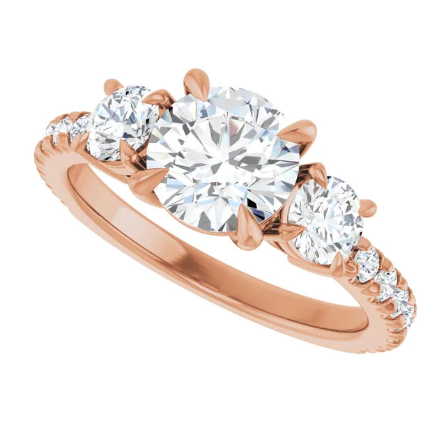 Rose gold engagement ring with center diamond