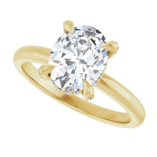 Oval Engagement Ring With Hidden Halo in Yellow Gold 