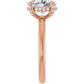 Rose Gold Oval Engagement Ring With Hidden Halo in 1.80 mm