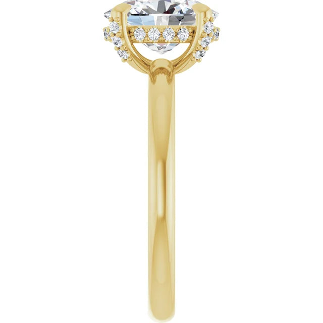 Yellow Gold Oval Engagement Ring With Hidden Halo in 1.80 mm