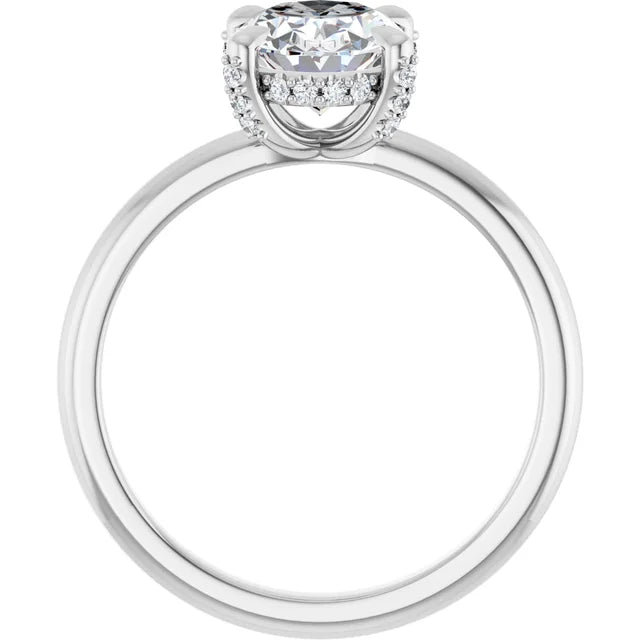Refined White Gold Oval Engagement Ring With Hidden Halo