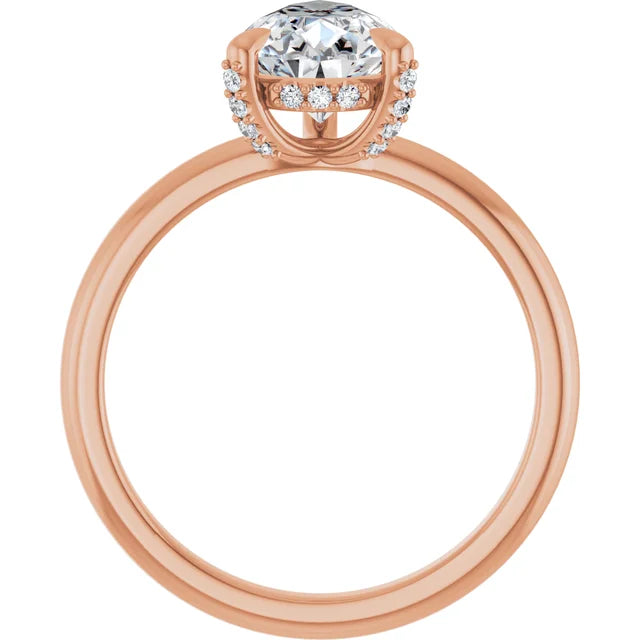 Pear Engagement Ring With Hidden Halo in Rose Gold