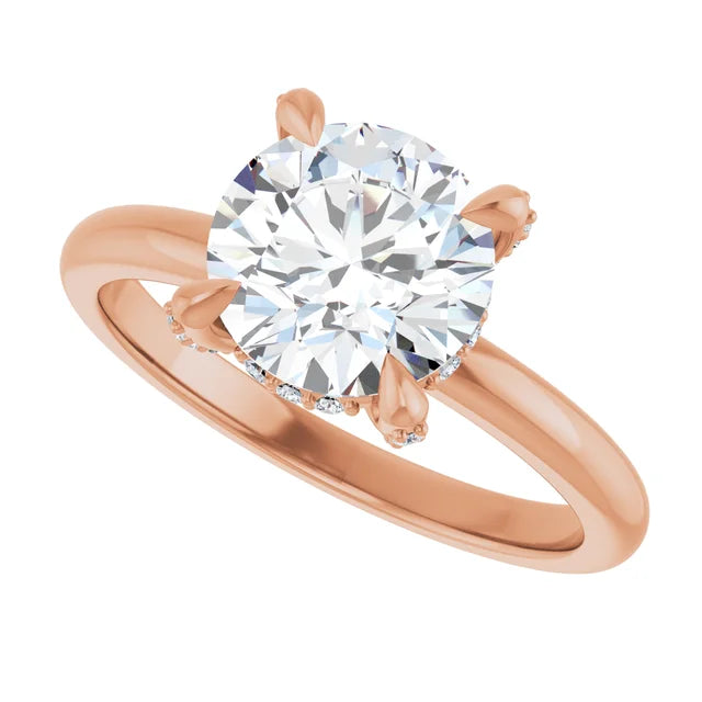 Rose Gold Round Engagement Ring With Hidden Halo