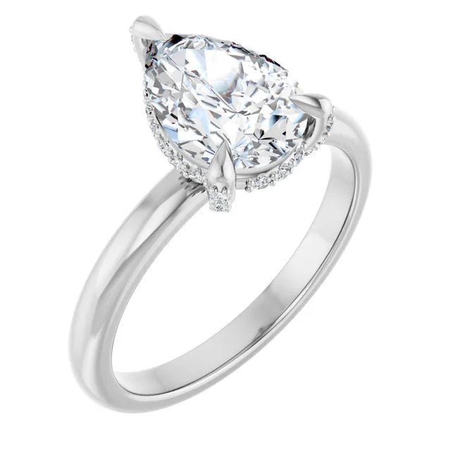 White Gold Engagement Ring With Hidden Halo in Pear Shape