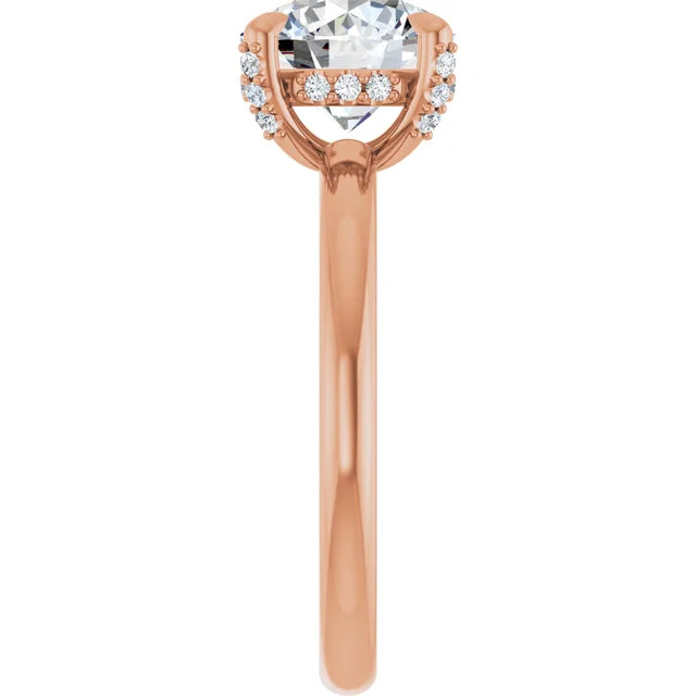 Rose Gold Round Engagement Ring With Hidden Halo