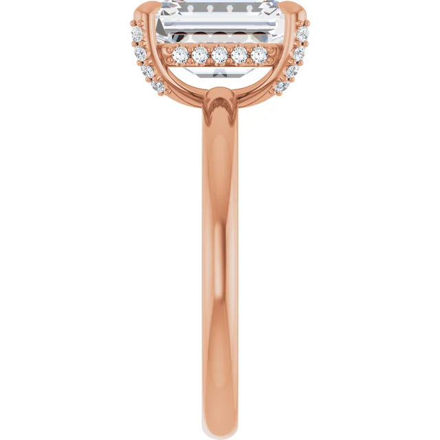 Timeless Emerald Engagement Ring With Hidden Halo in rose gold