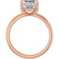 Charming Emerald Engagement Ring With Hidden Halo in rose gold