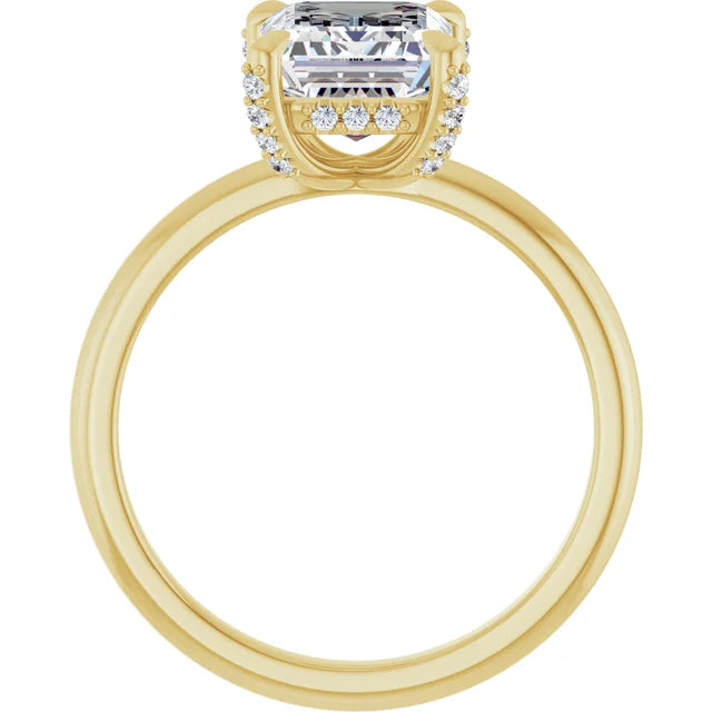 Classic Emerald Engagement Ring With Hidden Halo in yellow gold