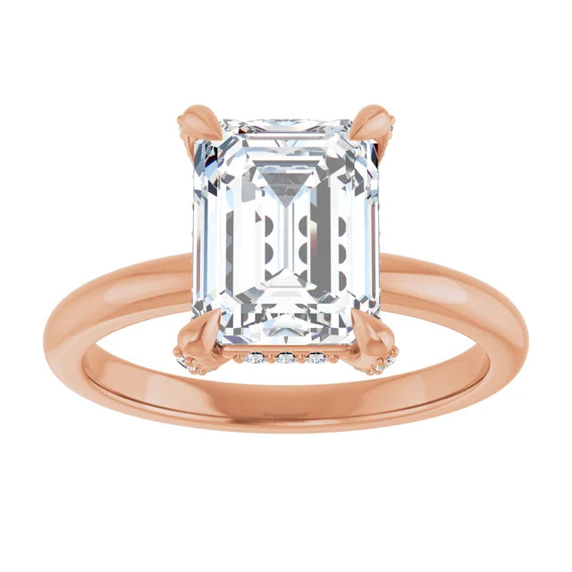 Emerald Engagement Ring With Hidden Halo