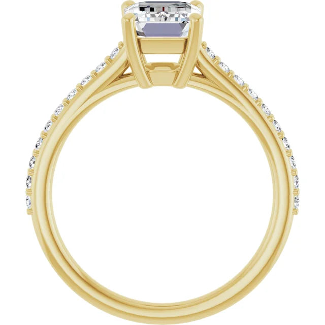 Emerald Engagement Ring in 1.60 mm yellow gold classic ring