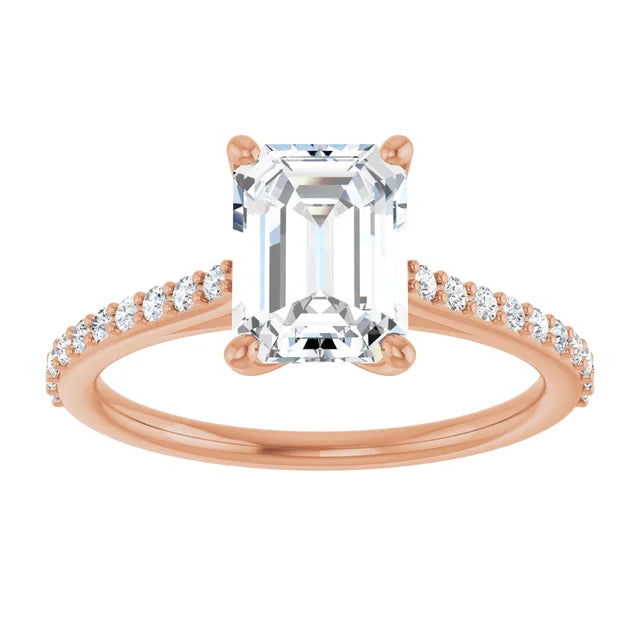 Rose Gold Emerald Engagement Ring in 1.60