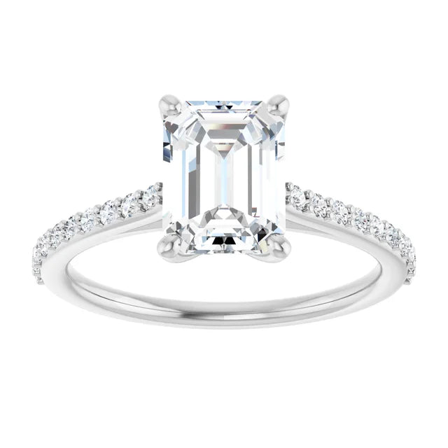 White Emerald Engagement Ring in 1.60
