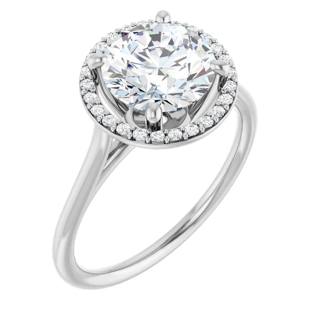 White Gold Round Engagement Ring with Halo