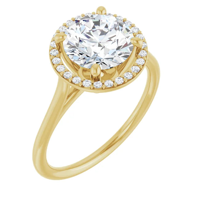 Yellow Round Engagement Ring with Halo