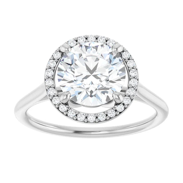 White Gold Round Engagement Ring with Halo
