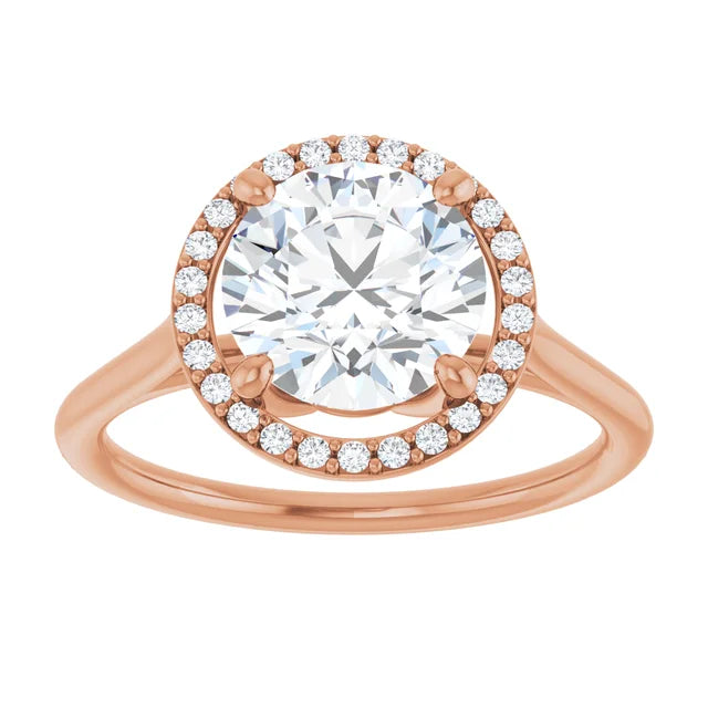Rose Gold Round Engagement Ring with Halo