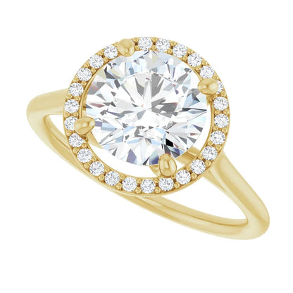 Yellow Round Engagement Ring with Halo