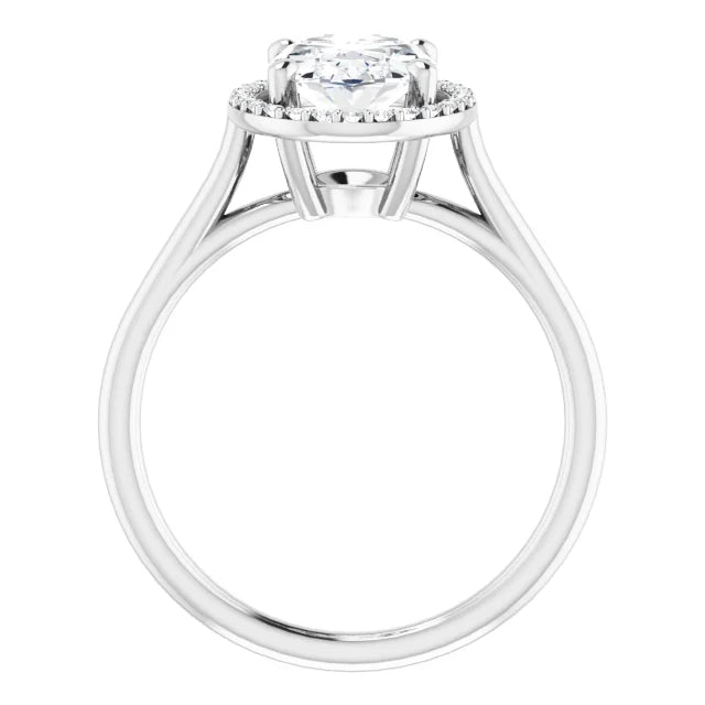 Oval Engagement Ring in White Gold with 26 side stones