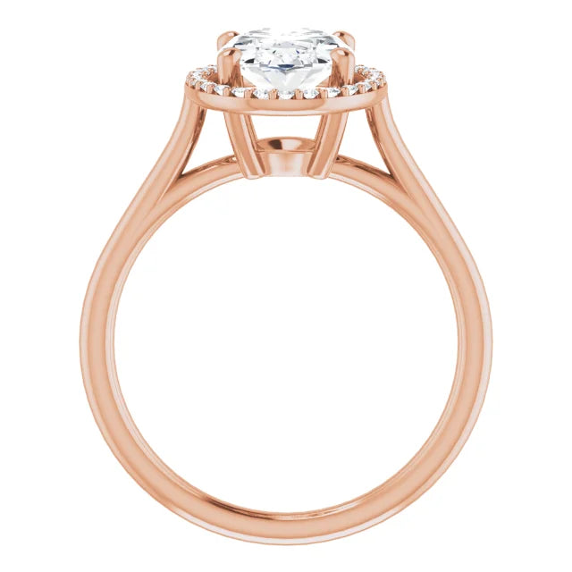 Sophisticated Rose Gold Oval Engagement Ring with Halo