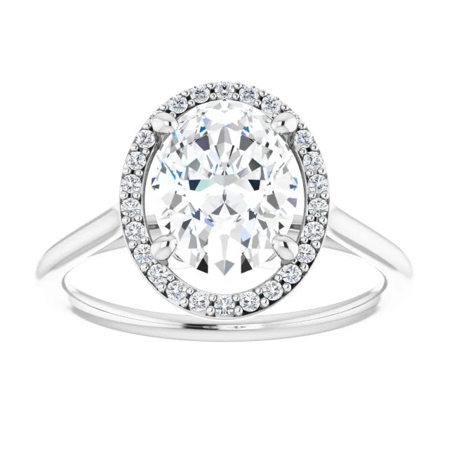 Stunning White Gold Oval Engagement Ring with Halo