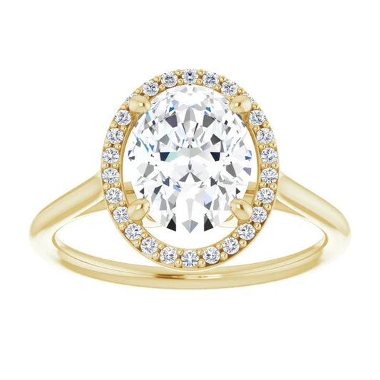 Stunning Oval Engagement Ring with Halo in Rose Gold