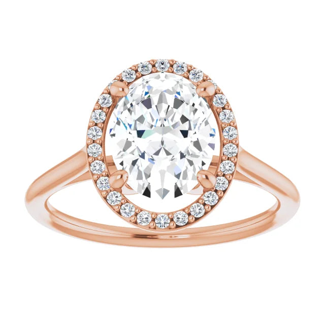 Stunning Oval Engagement Ring with Halo in Rose Gold