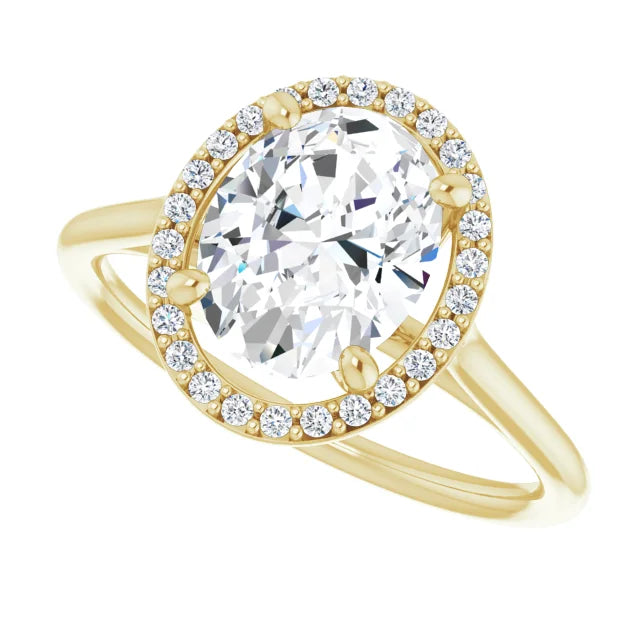 Yellow Gold Oval Engagement Ring with Halo