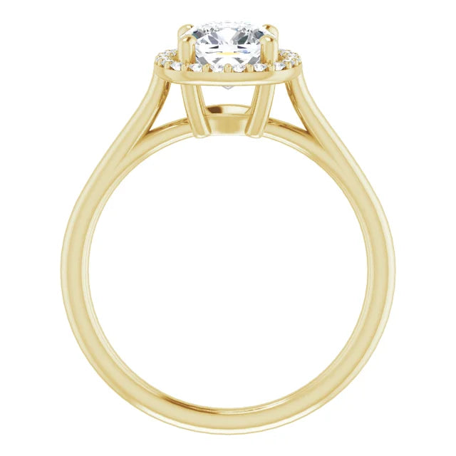 Yellow Gold Cushion Engagement Ring with Halo
